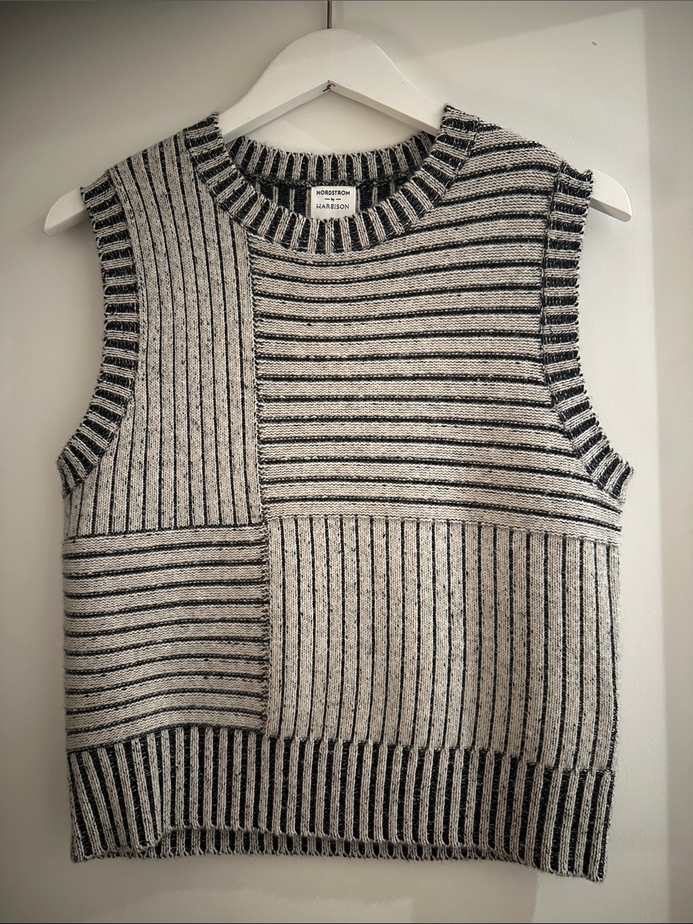 Nordstrom x Harbison Sleeveless Striped Knit Sweater Vest - Gray/Black